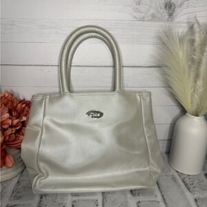 Chloe Paris Satchel Handbag Pearlescent Silver Top Handle Bag